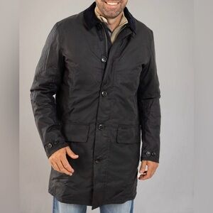NWT’s Barbour Wax Mac Black/Greenloch Tartan Cotton Jacket Coat Men Size MEDIUM